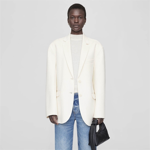 Anine Bing Quinn Blazer, White Cashmere Blend